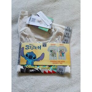Disney Stitch & Lilo Girls XS (4/5) Pullover Cotton Graphic Print T-Shirt